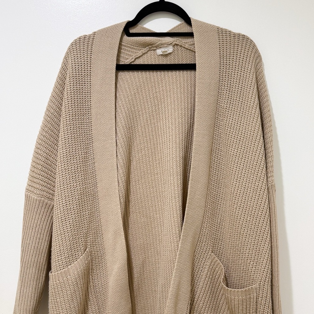 Debut Brown Oversized Open-Front Cardigan